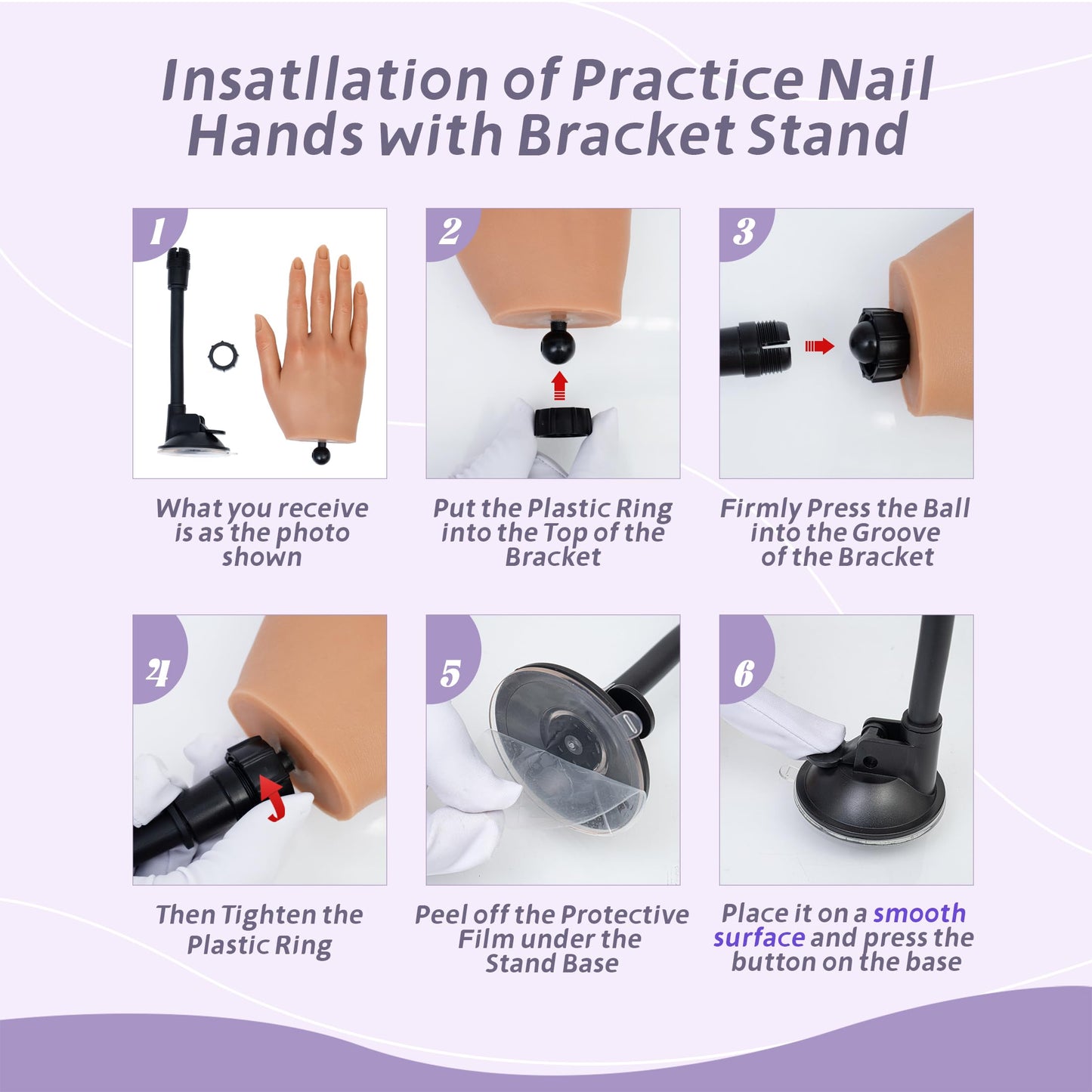 Veikmv Realistic Silicone Practice Hand for Acrylic Nails, Flex Fingers