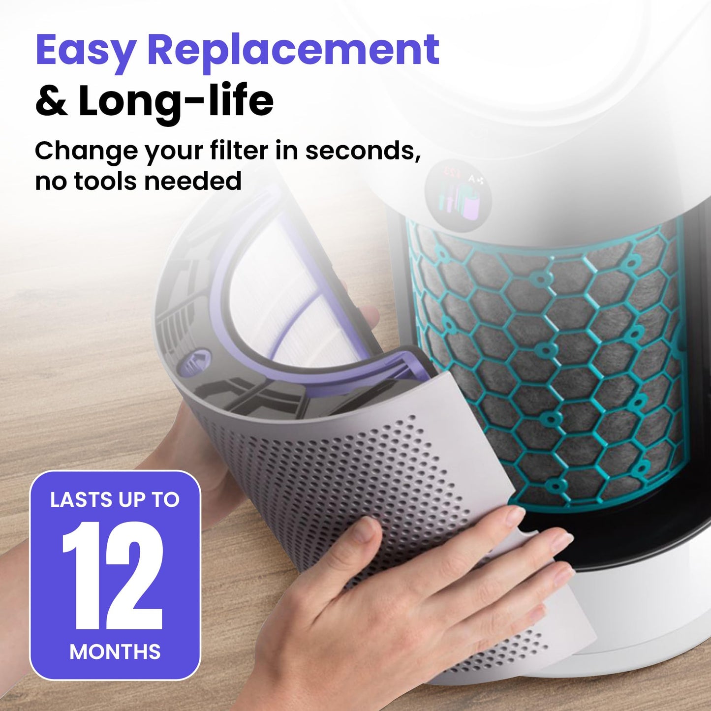 TP04 Replacement Filter | 360° Combi Glass HEPA & Activated Carbon Filter | Compatible with Dyson HP04, TP04, DP04, TP05, DP05 Air Purifi-er | Perfect Fit & Reliable | Easy to Install