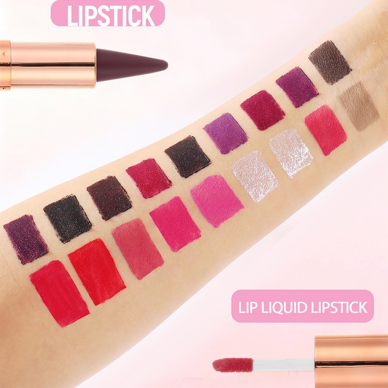 MooGlamor 3 Pcs Lip Liner and Gloss Set 2 in 1 Lipstick with Dual-Ended and Smooth Buildable Lip Gloss for Women Lip Combo Makeup (2 Pcs Matte #03#04)