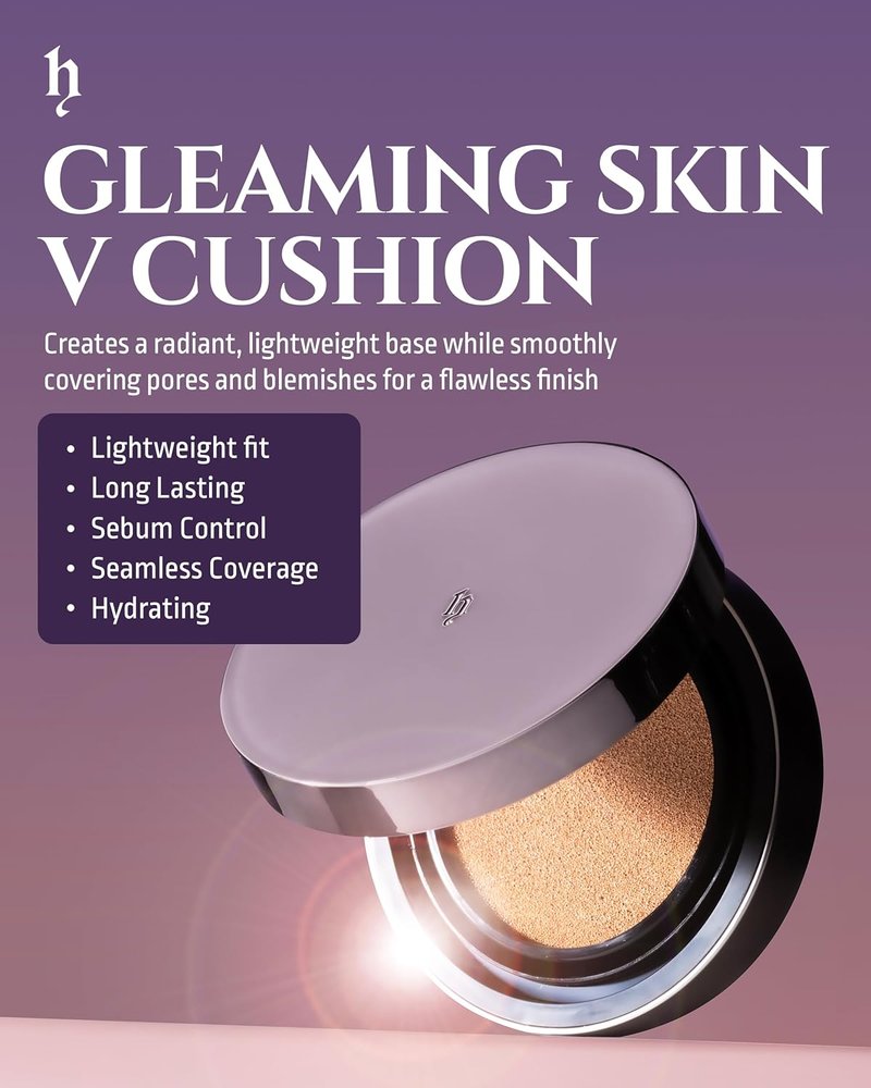 HEVVYMAKEUP V Cushion Skin Fit Foundation - Flawless Radiance for Oily & Combination Skin | Light Beige, 0.35oz