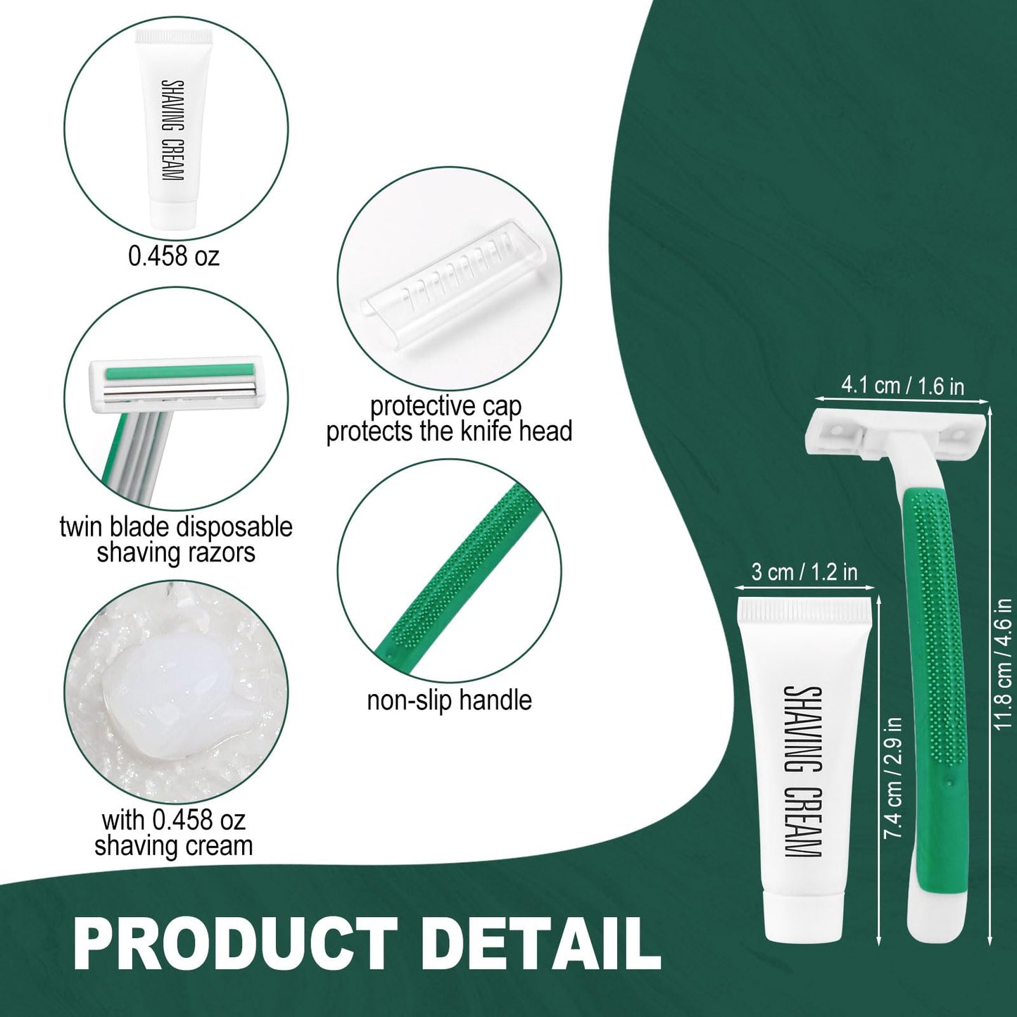 50 Disposable Razors in Bulk,Green Razors Individually Wrapped Bulk