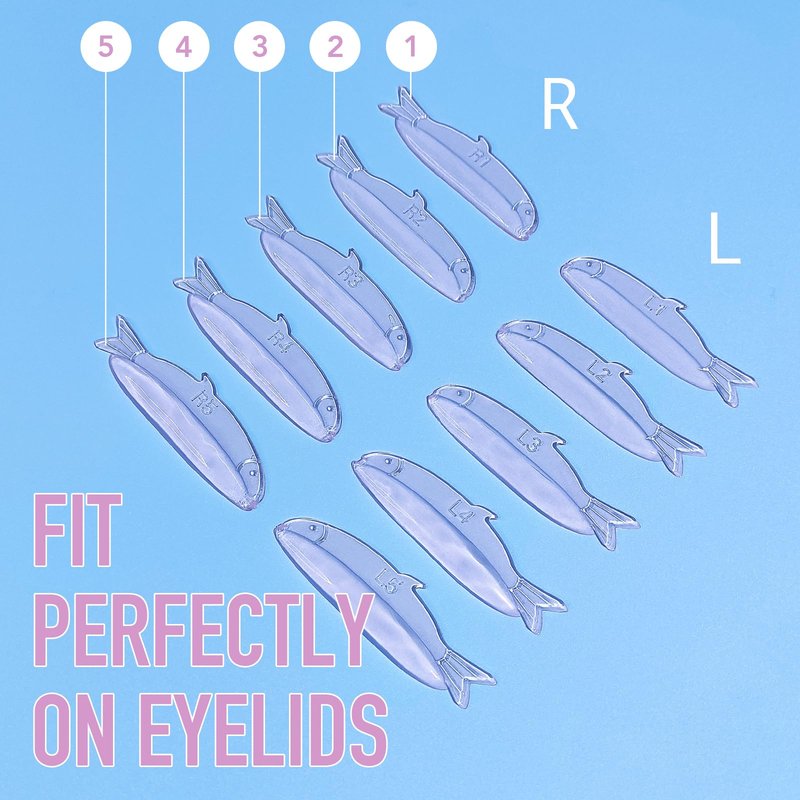 PERMANIA Lash Lift Pads, New Self-Adhesive Super Soft 10Pcs/5Sizes Fish-Shaped Lash Lift Rods Extreme Eyelash Curler Reusable (Pink)