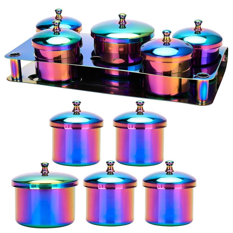 Acrylic Liquid Container Set - 5 PCS Stainless Steel Dappen Dishes for Nail Art | Durable & Versatile
