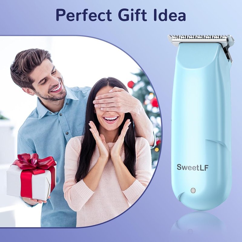Bikini Trimmer for Women - SweetLF Pubic Hair & Body Hair Trimmer with 3 Guards | Portable Type-C Charging, Blue