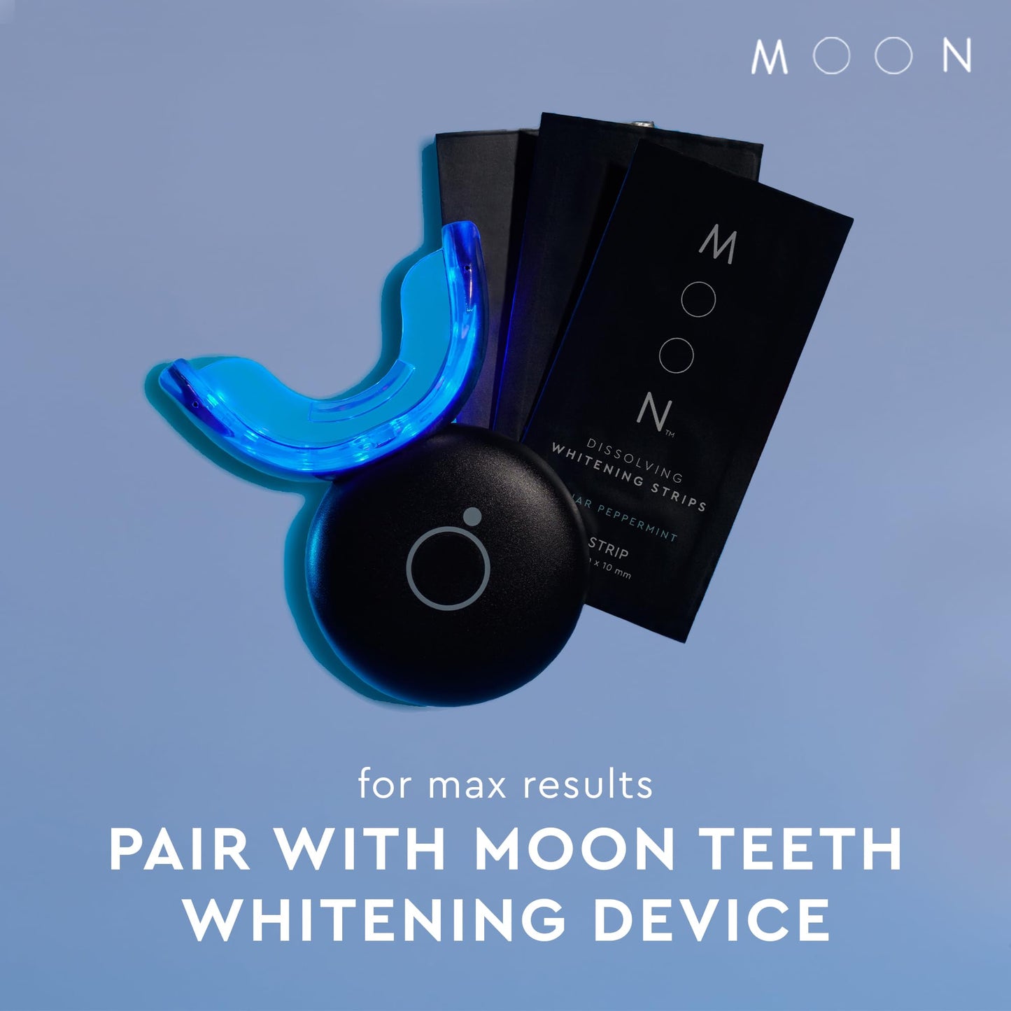 MOON Dissolving Teeth Whitening Strips, 56 No Rinse White Strips, Peppermint, Hydrogen Peroxide & Essential Oils, Whiten Sensitive Teeth up to 7 Shades in 2 Weeks, Travel Essentials, Vegan Oral Care