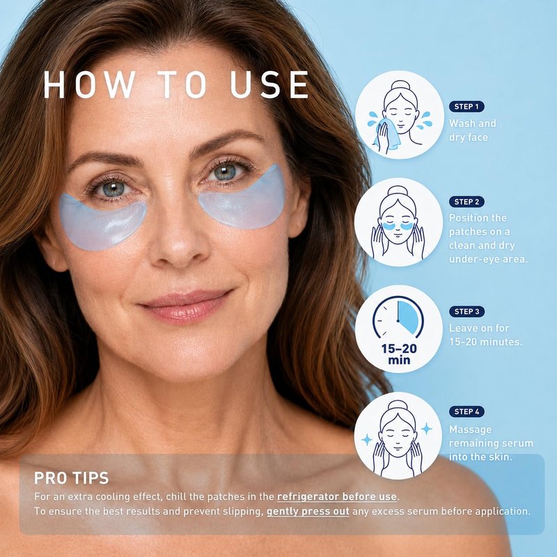 Enaskin Naturals Under Eye Patches for Dark Circles: 60 Pairs Retinol Collagen Eye Gels Mask - Reduce Wrinkles Puffy & Bags - Skin Treatment Pads - Anti Aging Moisturizer For Women (Blue 2 Pack)