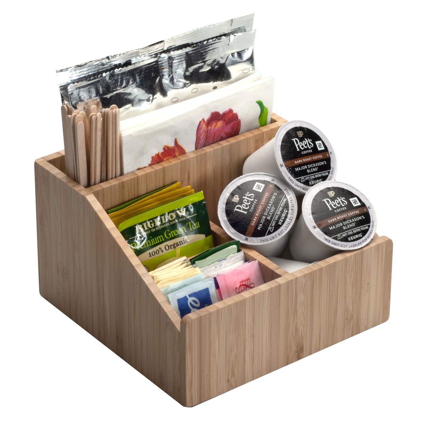 MobileVision Bamboo Makeup Organizer Cosmetics Caddy Holder for Lipsticks, Nail Polish, Palettes, Concealer, Brushes, Perfumes, Lotions, and other Toiletries