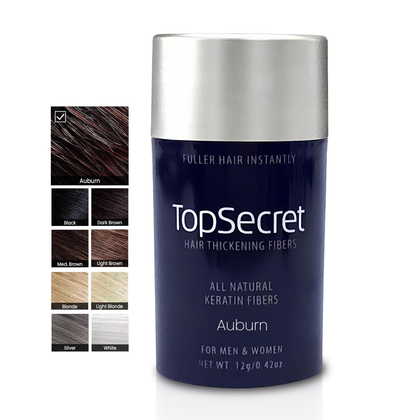 Top Secret Hair Thickening Building Fibers Refills - Undetectable & Natural Hair Filler - for Men & Women - Instantly Fill In Fine Thinning Hair - Weather & Sweat Resistant (Silver, Regular)