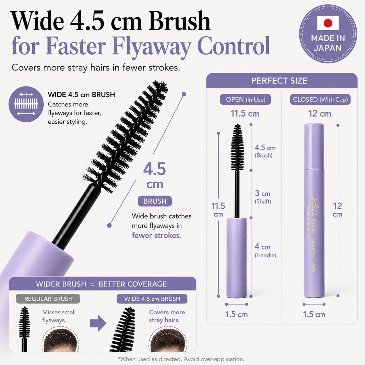 Plus eau Point Repair Super Hard Hair Finishing Stick - Extra Strong Baby Hair & Edge Control, Hair Mascara for Slick Back & Bangs, Made in Japan, Jasmine & Lily Scent