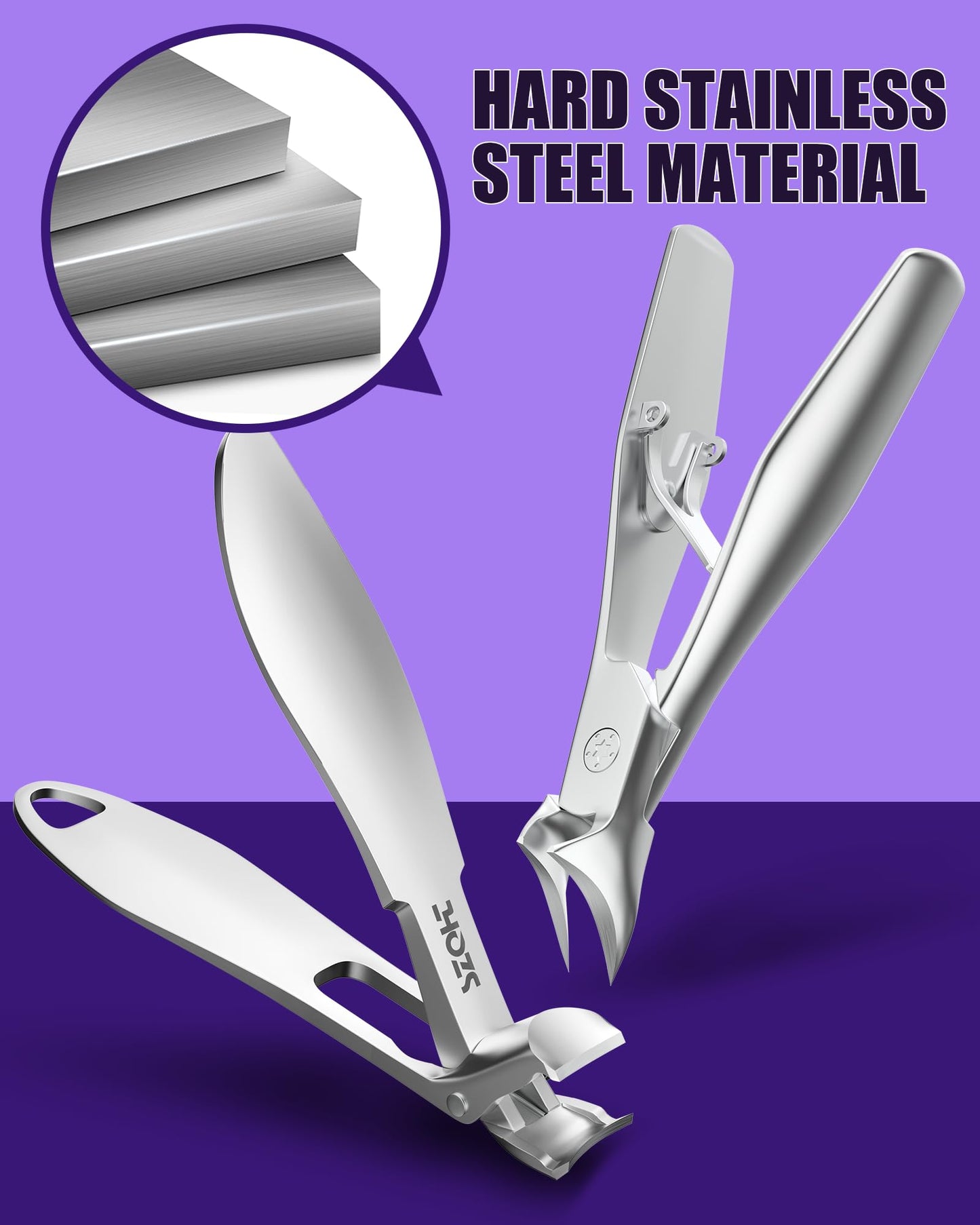 Nail Clippers Set - SZQHT 2025 Upgrade Angled Head Nail Clippers for Men,Seniors,Women,Toenail Clippers for Thick,Ingrown, Nails, Professional Stainless Steel Toe Nail Clippers,Nail File, Heavy Duty