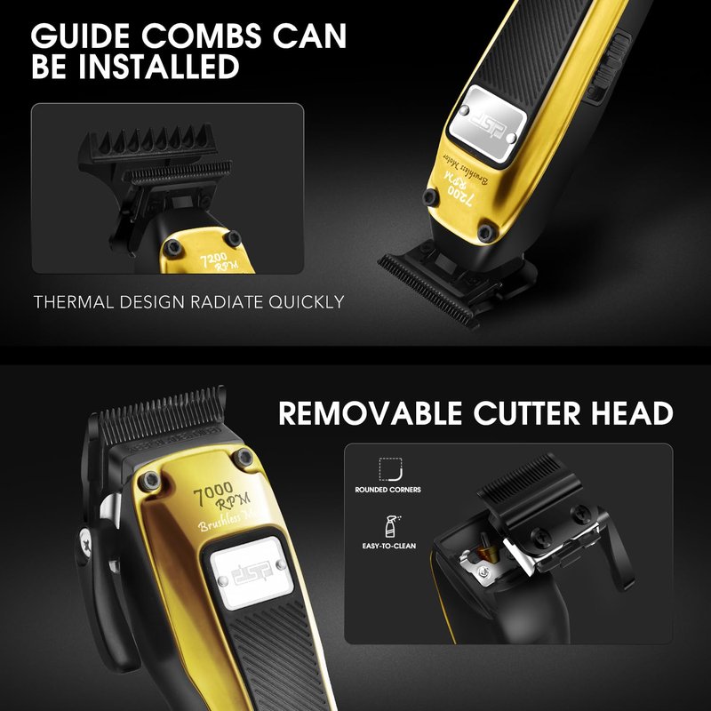 DSP Professional Barber Clipper Cordless, Hair Clipper for Men, Powerful Clipper, BLDC Motor & DLC Coated Detachable Blade with Charging Base