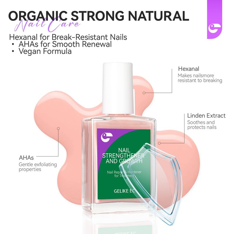 Protein Nail Strengthener and Growth Polish: Nude Blush Gelike EC 15ml 6 in 1 Natural Nail Hardener Extra Strong and Growth - Nail Polish Hardener for Weak and Damaged Nails