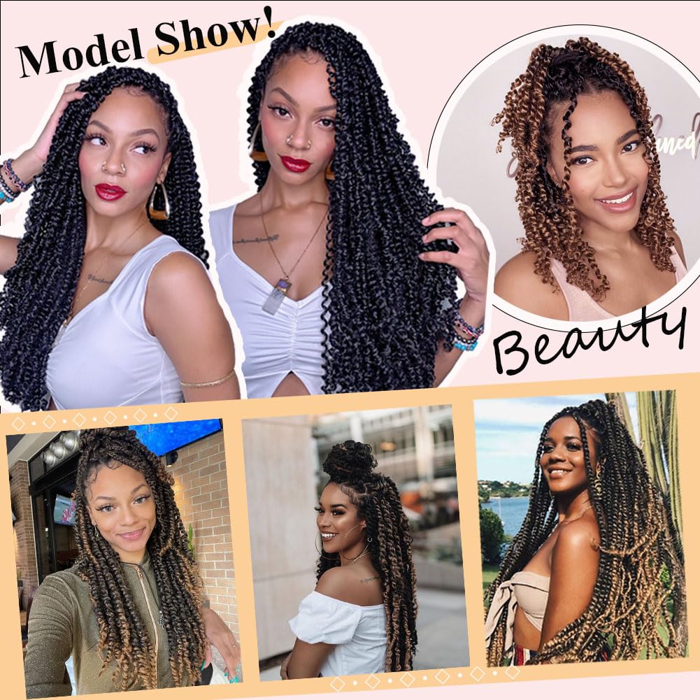 8 Packs Passion Twist Hair 8 Inch Pre-twisted Passion Twist Crochet Hair Pre-looped Crochet Braids Hair for Women Passion Twists Braiding Hair Synthetic Hair Extensions(12Strands/Pack; T1B/BUG#)