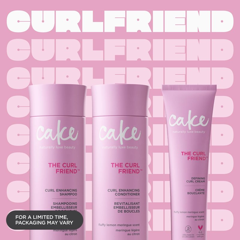 Cake Beauty Curl Friend Curl Defining Shampoo, Conditioner & Cream Set - Avocado & Argan Oil Curly Hair Products - Anti-Frizz, Cruelty Free & Vegan Gift Set