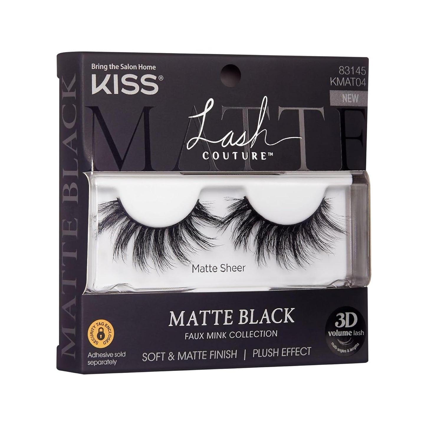 KISS Lash Couture Faux Mink 3D Matte, False Eyelashes, 'Matte Velvet', 16 mm, Includes 1 Pair Of Lash, Easy to Apply, Reusable Strip Lashes