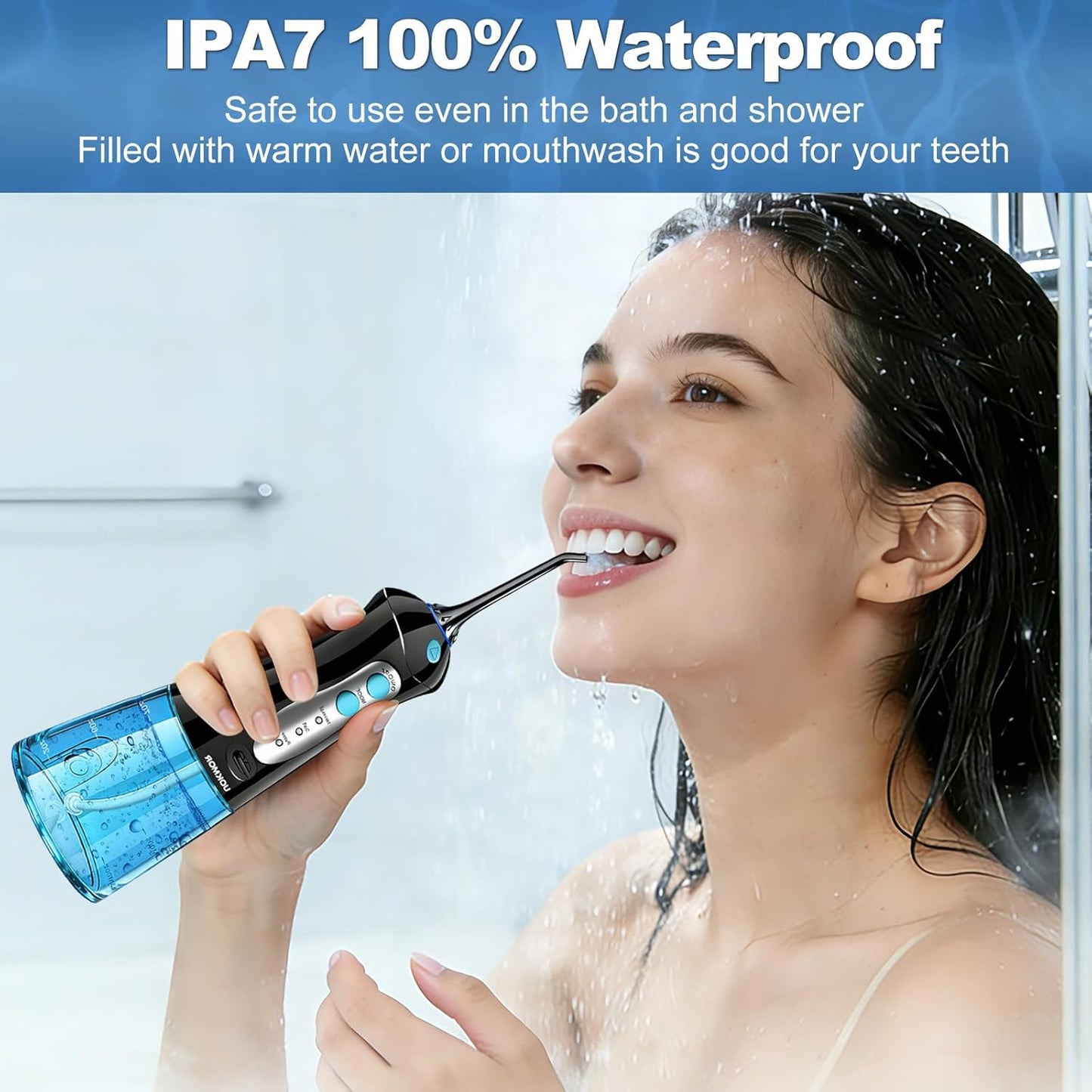 Dental Flosser Water Pick - Portable Cordless Oral Irrigator with 3 Modes | IPX7 Waterproof, Rechargeable for Adults and Braces