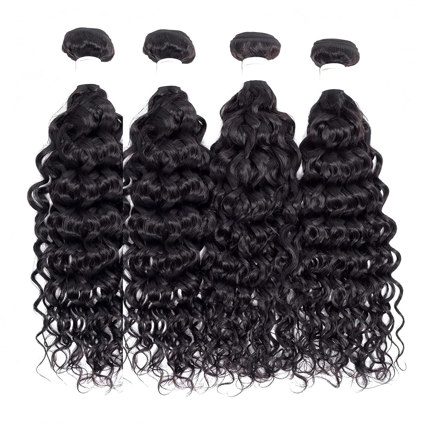 Czrleaty Water Wave Human Hair Bundles, Unprocessed Wet and Wavy Hair 4Bundles 200g, 12 Inch Brazilian Deep Curly Wave Human Hair Extensions