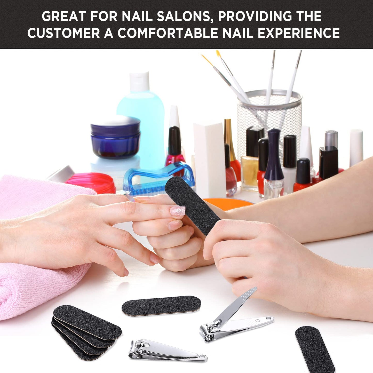 Lothee 120 Pcs Nail Clippers and Nail File Sets Bulk for Men Women 60 Pcs Thick Stainless Steel Fingernail and Toenail Cutter Clippers 60 Mini Double Sided Emery Board Manicure Pedicure Beauty Salon