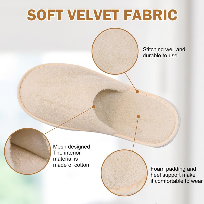 AQUEENLY House Slippers for Guests, Washable Spa Slippers Disposable Slippers for Guests, Hotel Slippers Guest Slippers for Shoeless Home, Non Slip Indoor Slippers Home Slippers for Women Men (12 Pack, US Footwear Size System, Adult, Women, Numeric Range,