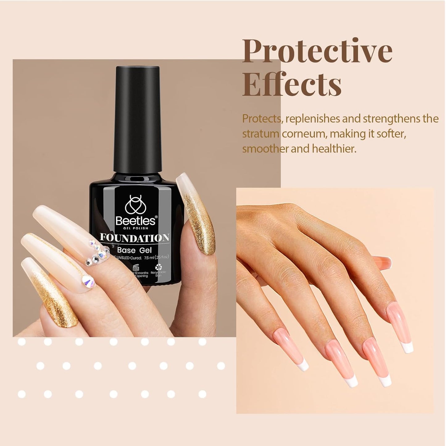 beetles Gel Polish 9 in 1 Gel Nail Glue for Clear Acrylic Nails Tips, Long Lasting Super Strong Brush Nail Glue for Fake Nails, Base Blooming Nail Gel, New Safe Formula, U V Light Cure
