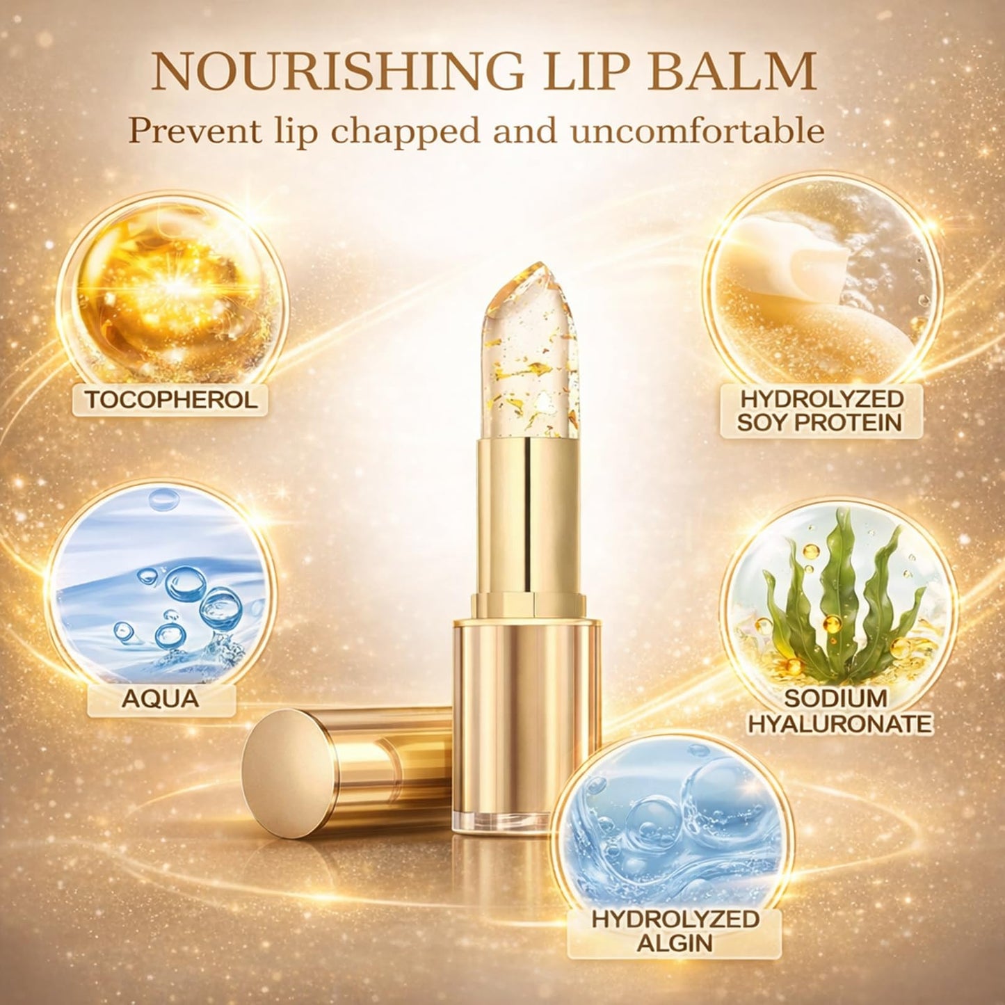 Color Changing Lipstick, Gold Crystal pH Color-Changing Lipstick 24HR Transferproof Lip Gloss,Moisturizing Tinted Lip Balm,Mother's Day & Birthday Gifts, Teacher Gifts for Women (2Count (Pack of 2))