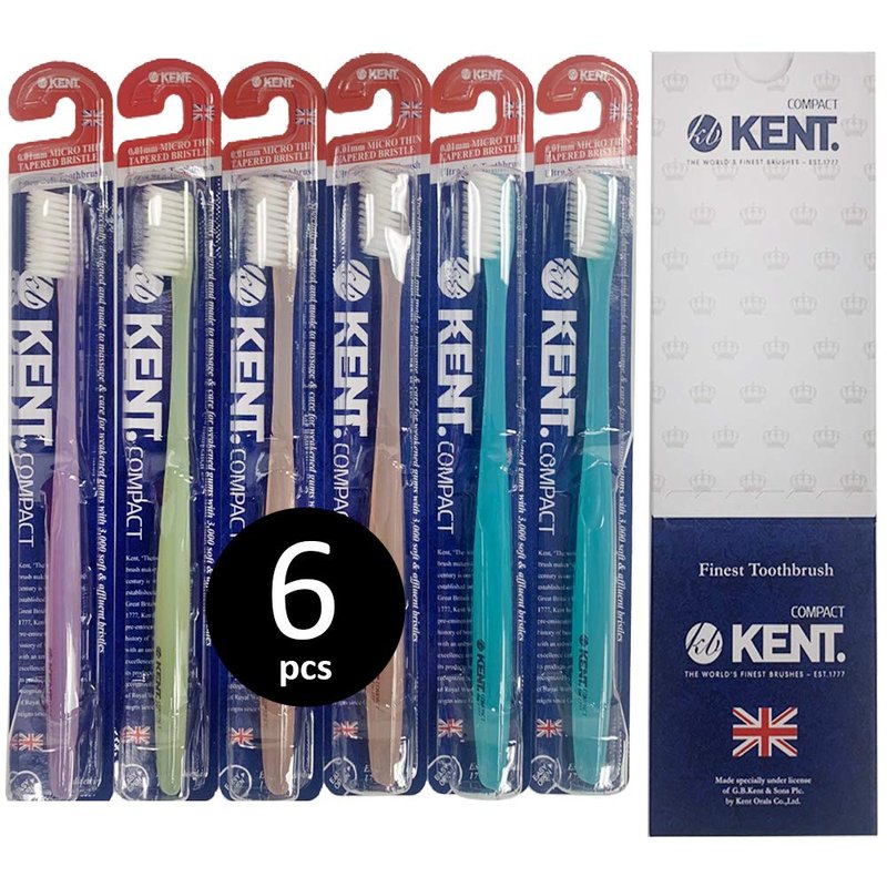 KENT Compact Extra Soft Toothbrush for Sensitive Teeth & Gums | Set of 6 for Adults & Teens