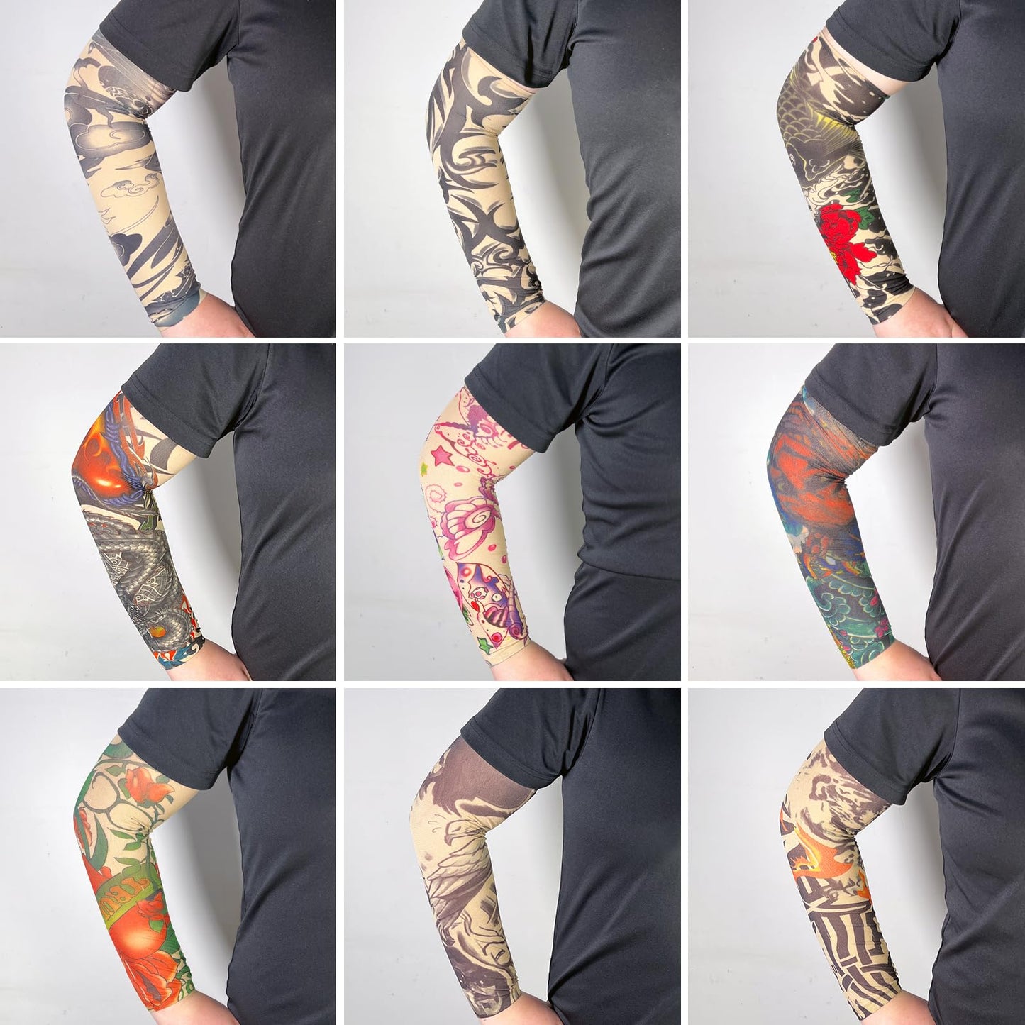 Tatoo Sleeves Men, Women, and Kids – Fake Temporary Tattoo Sleeve for Outdoor Sports, Hallowwen Costumes