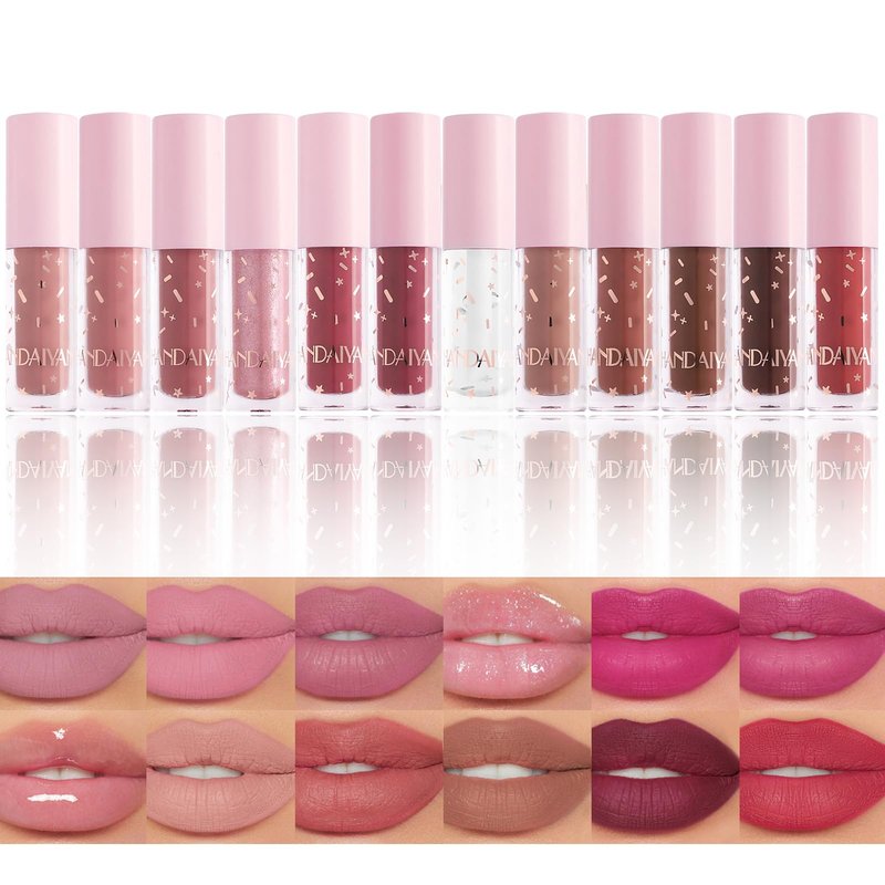 12Pcs Nude Matte Liquid Lipstick Set, Waterproof Long Lasting Non-Stick Cup 12 Colors Nude Lipstick 24 Hour Not Fade Matte Lipstick Professional Lip Gloss Set Mother's Day Makeup Gifts for Women