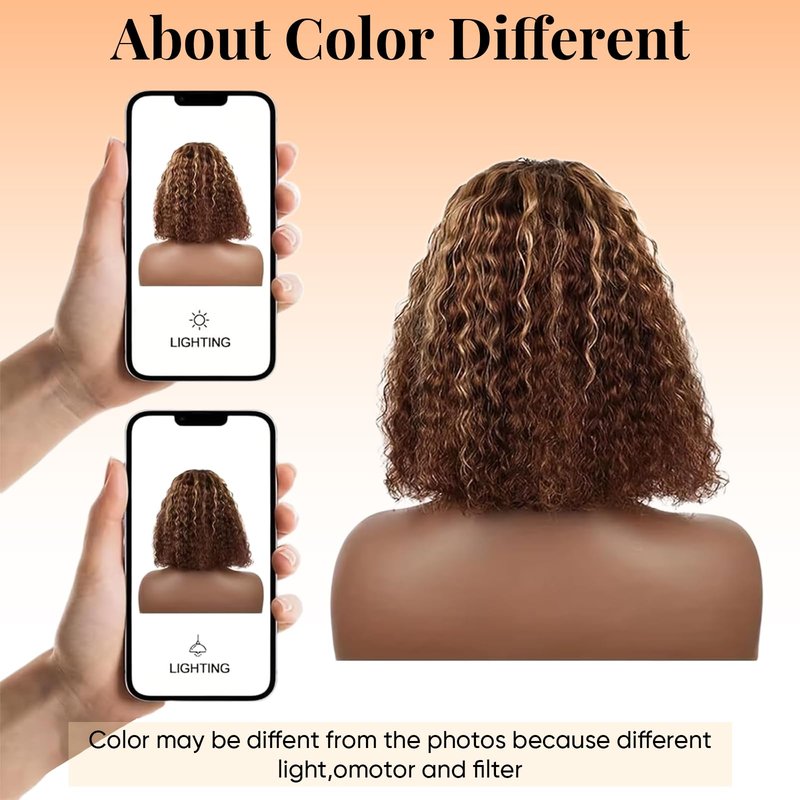 Arseomi Highlight Ombre Bob Wig Human Hair 13x6 Frontal Lace Wig Human Hair 4/27 Honey Blonde Bob Deep Wave Lace Front Wigs for Women Pre Plucked with Baby Hair 6 Inch