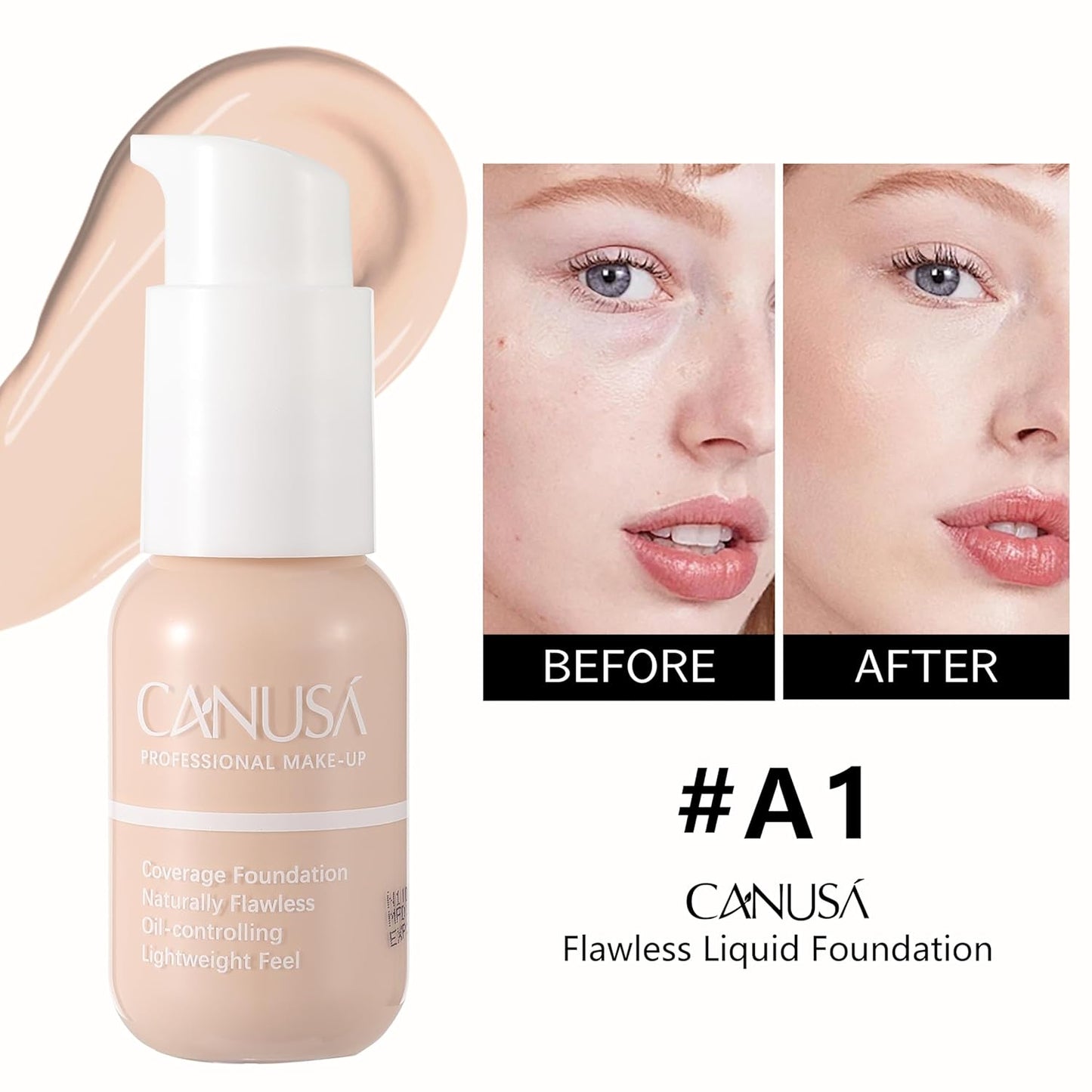 Soft Matte Finish Liquid Foundation - Lightweight Full Coverage Face Makeup for Oily Skin | 1.0 Oz | 30ML