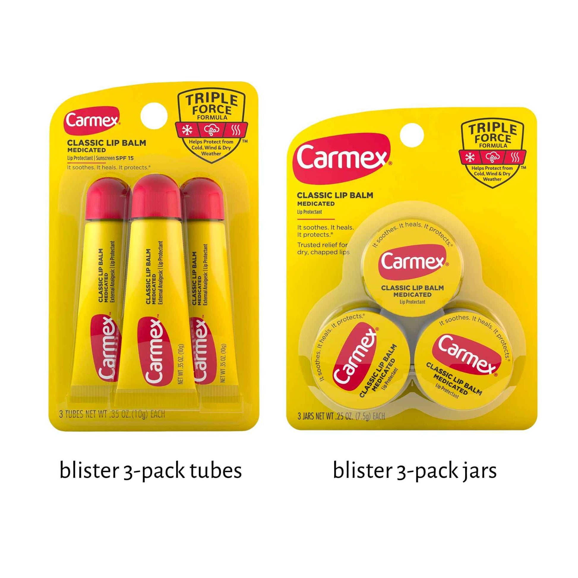 Set of 6 Medicated Lip Balms. Carmex Lip Balm Moisturizer: 3 Jars and 3 Tubes. Trusted Relief for Dry, Chapped Lips. Bundled with Silicone Lip Brush and Lip Balm Holder Keychain (Pink)