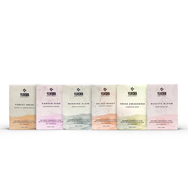 Yuvora 6 Pcs Women Natural Handmade Body Soaps 5 OZ Pack Floral Radiance Long lasting Fragrance Luxurious Scents with Natural Ingredients – Sulfate & Paraben Free, Vegan Soap