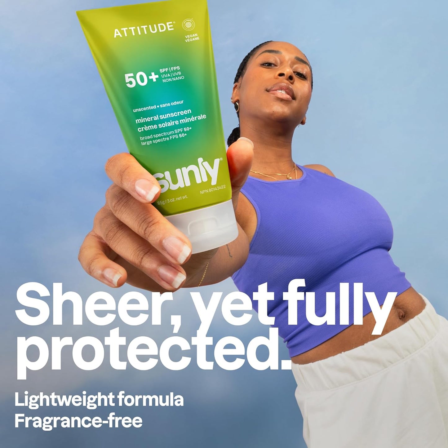 Mineral Sunscreen SPF 50 - Broad Spectrum Zinc Oxide, Lightweight & Vegan | 3 Oz, EWG Verified