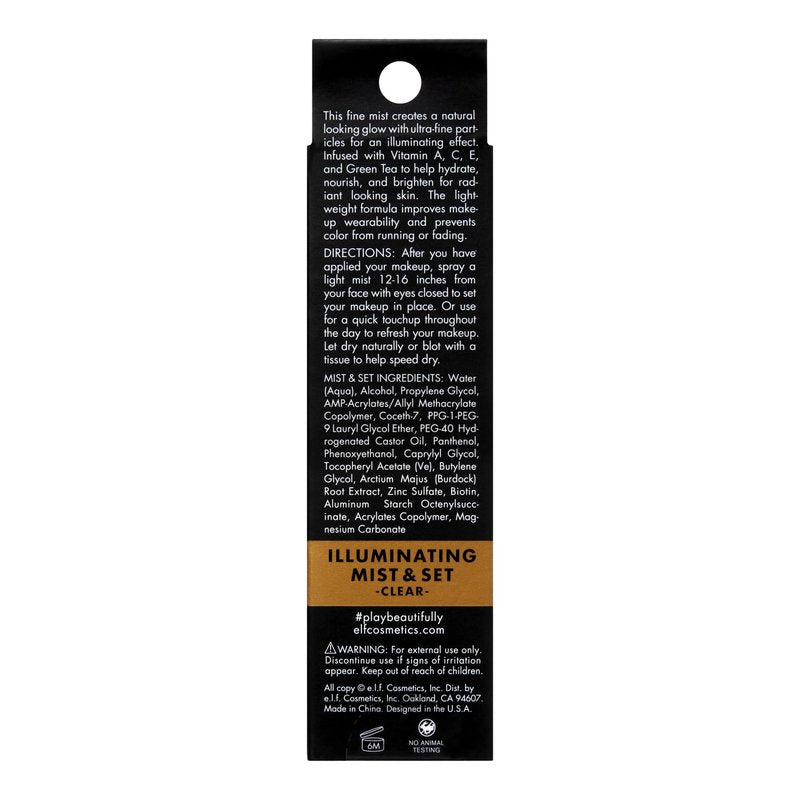 e.l.f. Lumious Mist & Set, Setting Spray To Give Makeup A Lasting, Radiant Finish, Infused With Vitamins A, C & E, Small, 2 Fl Oz