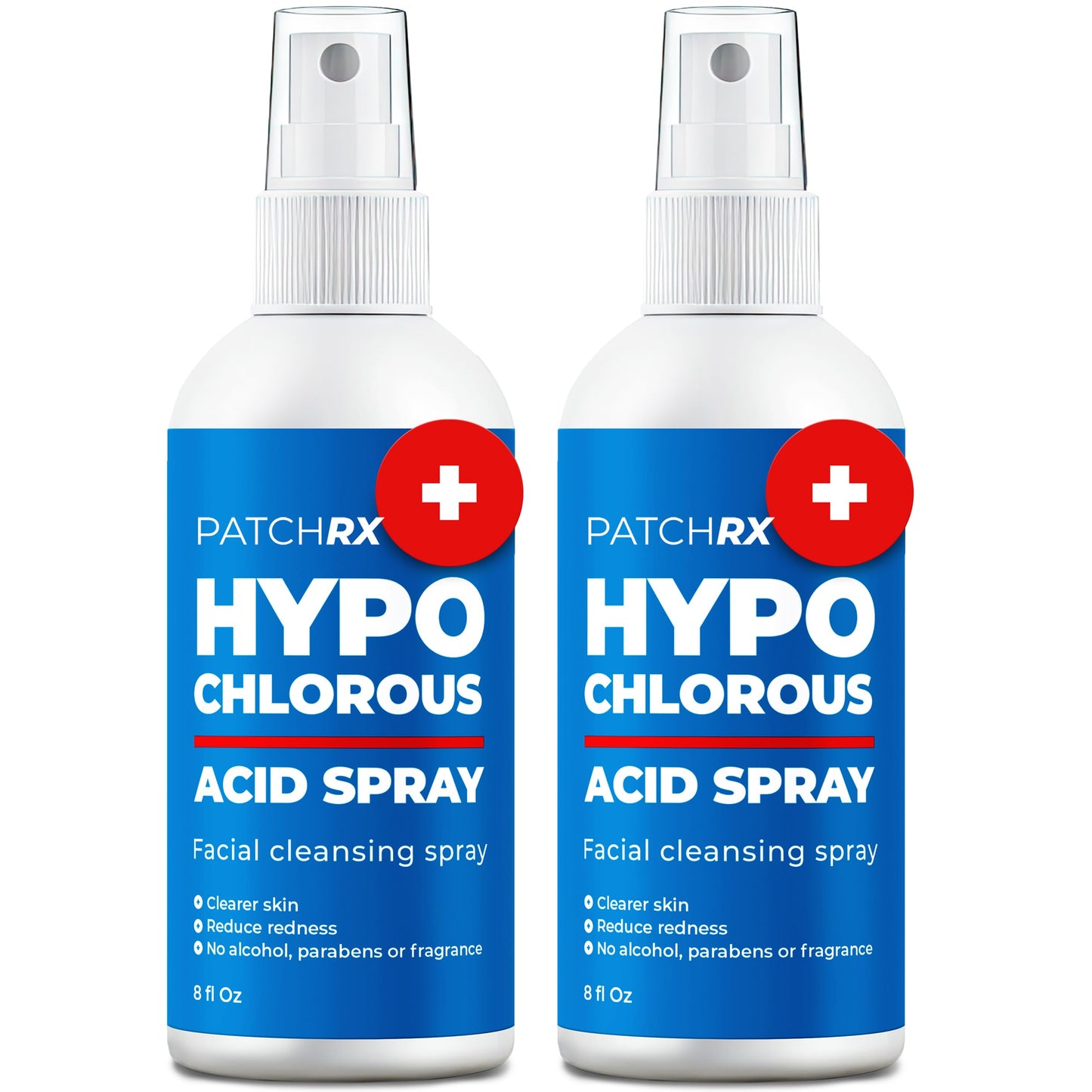 PatchRx Hypochlorous Acid Spray (8oz, 2 packs), HOCL Facial Cleanser Acne Spray for Face, Body, Eczema, Pimples, Breakouts & Overall Skin Recovery (Reduces Redness)