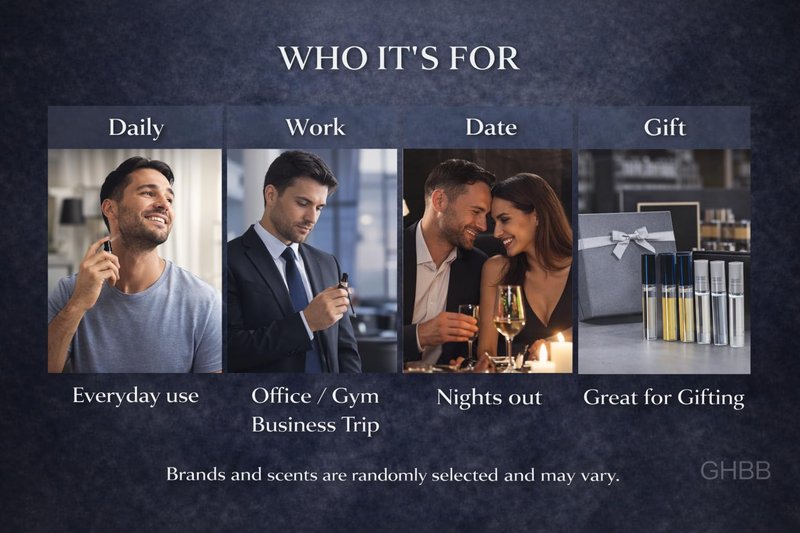 Travel Cologne Set for Men – 12 Mini Fragrance Samples, Portable Vials for Travel, Gym & Everyday Use