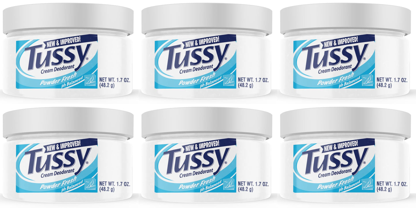 Tussy Deodorant Cream, Powder Fresh- 1.7 Oz (6 Pack)