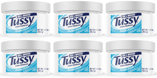 Tussy Deodorant Cream, Powder Fresh- 1.7 Oz (6 Pack)