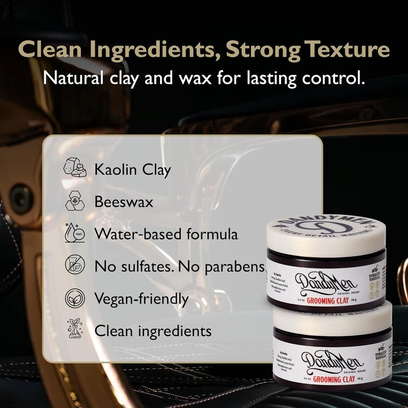 Strong Hold Matte Hair Clay for Men - Kaolin Clay Styling, Firm Hold, Natural Finish | 3.4 oz, 2-Pack