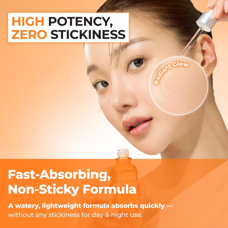 JUMISO All Day Vitamin Serum, Brightening & Balancing Facial Serum, Gift, Vitamin C, A, B, D, E , Serum with Vitamin, Korean Skincare, Skin brightening, soothing, Vegan serum, Vitamin tree extract 86.14%, Niacinamide 20,000ppm,1.01 fl oz (serum)