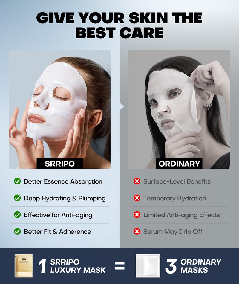 Srripo Radiant Glow Collagen Face Mask - Real Deep Overnight Face Masks Skincare with Hyaluronic Acid, Galactomyces Ferment & Vitamin E, Facial Mask for Hydrating, Firming, Plumping & Anti-Aging Flax
