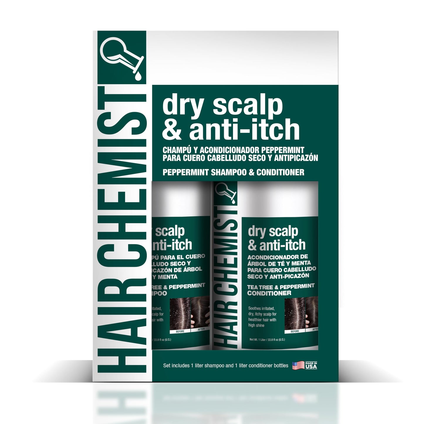 Hair Chemist Nourishing Dry Scalp & Anti-Itch Peppermint Shampoo 33.8 oz. & Conditioner 33.8 oz. 2-PC Gift Box Set - Hydrating Peppermint Shampoo & Conditioner Set, Soothes Irritated, Dry Scalp