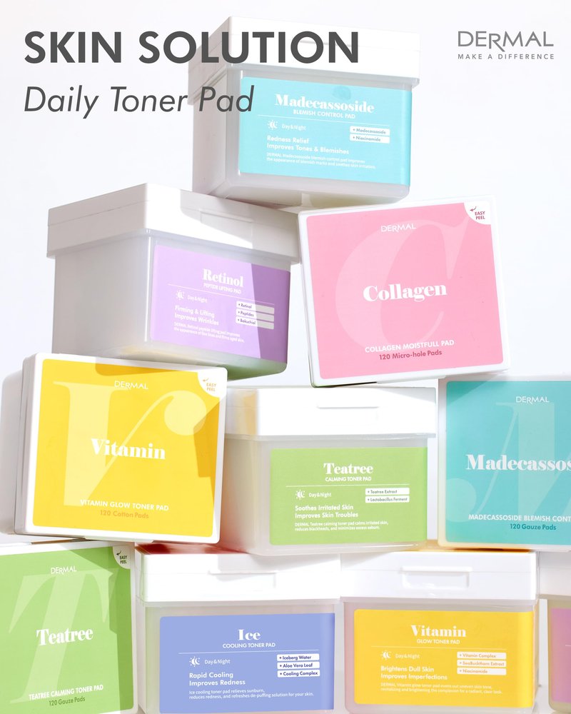 DERMAL Madecassoside Blemish Control Toner Pads 120 Count – CICA Centella Niacinamide PHA for Dark Spots & Uneven Tone – Vegan Gauze Tencel Pads with Tweezers (Korean Skincare)