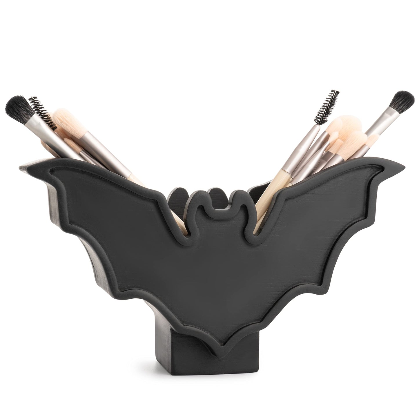 GUTE Bat Makeup Brush Holder - 7" L x 5" H - Vanity Desk & Office Organizer - Pen & Brush Holder, Goth Decor