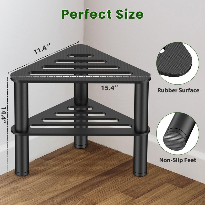 CEMILA Metal Shower Stool for Shaving Legs, Corner Shower Foot Rest Bench Seat for Inside Shower, Spa Foot Step, Waterproof Small Step for Bathroom (Black)