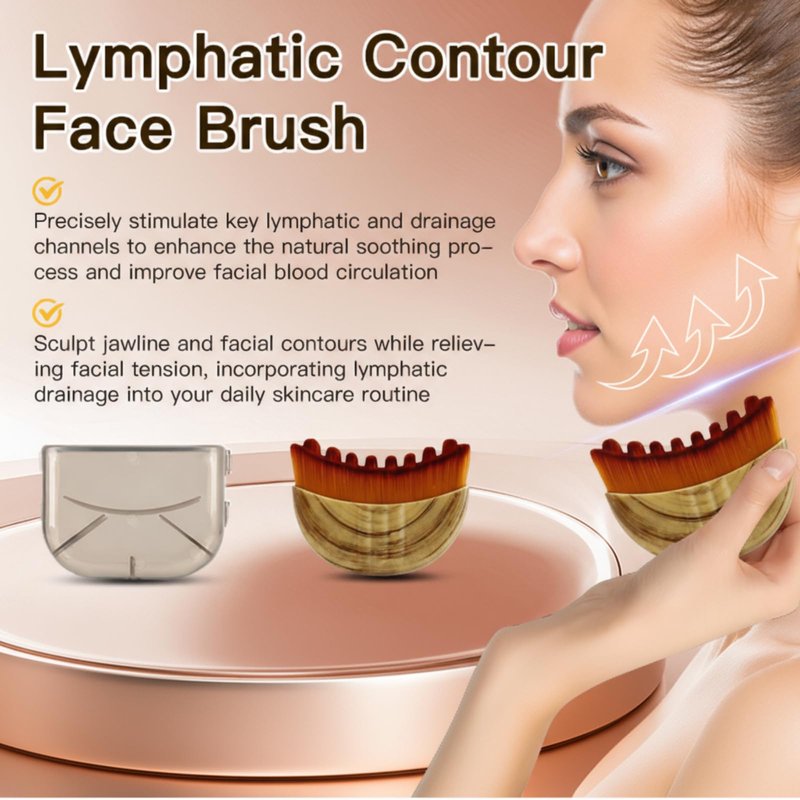 Lymphatic Face Brush with Gua Sha Tool, Lymphatic Contour Face Brush Drainage Massager for Face and Chin & Jawline Sculpting
