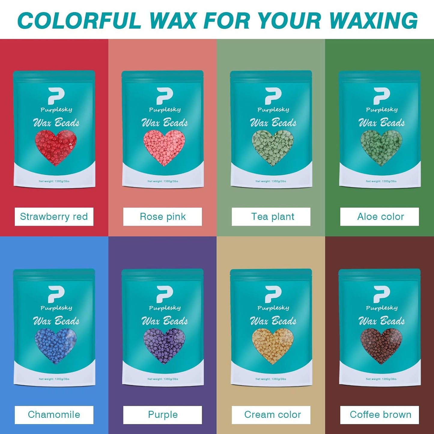 Coarse Hard Wax Beads - 0.6 Lbs for Hair Removal | Sensitive Skin, Brazilian, Leg, Face, Armpit, Strawberry