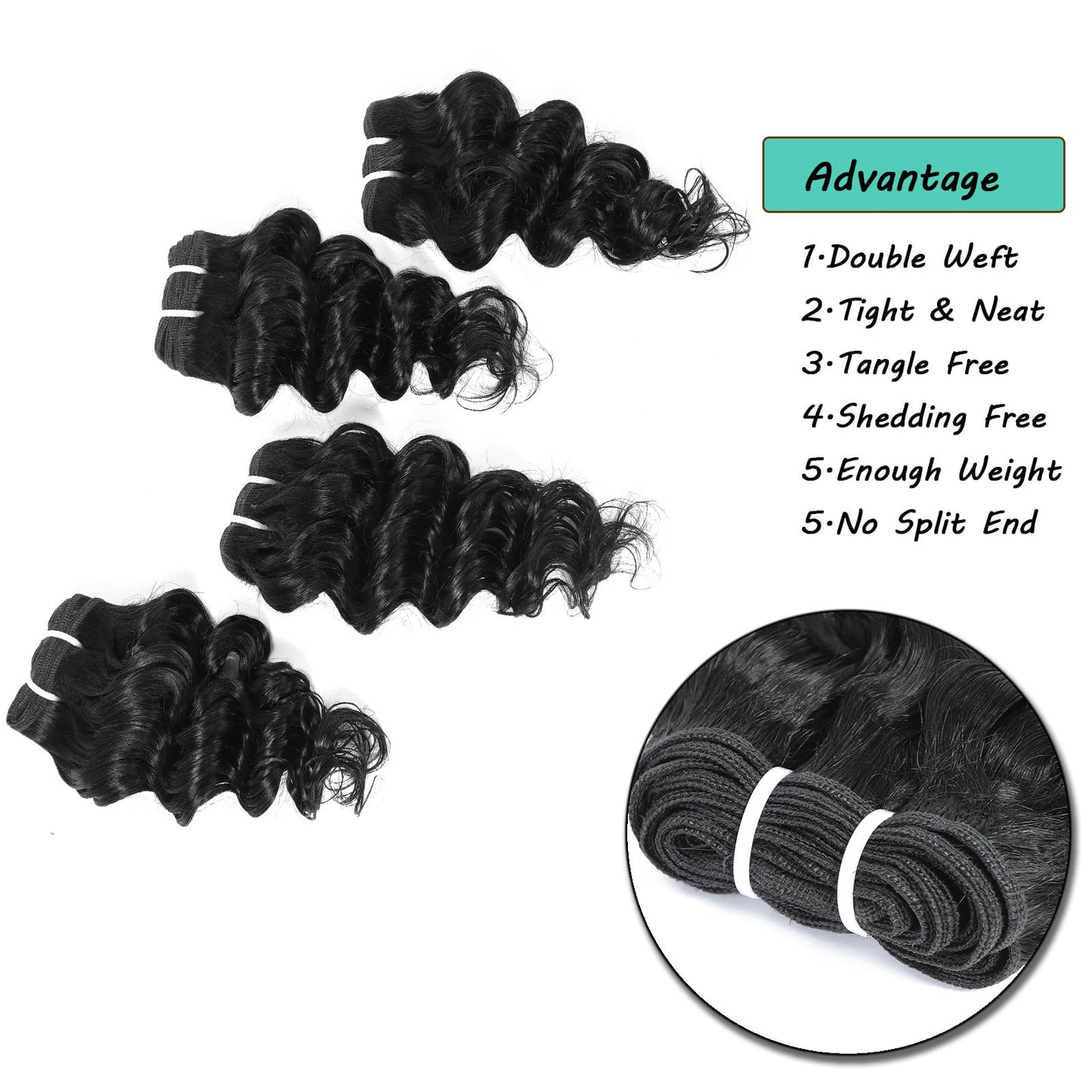 JTdebade Deep Wave Bundles Human Hair 4 Bundles 12A Brazilian Virgin Human Hair 100% Unprocessed Natural Color Brazilian Hair Weave Extensions (8"8"8"8")