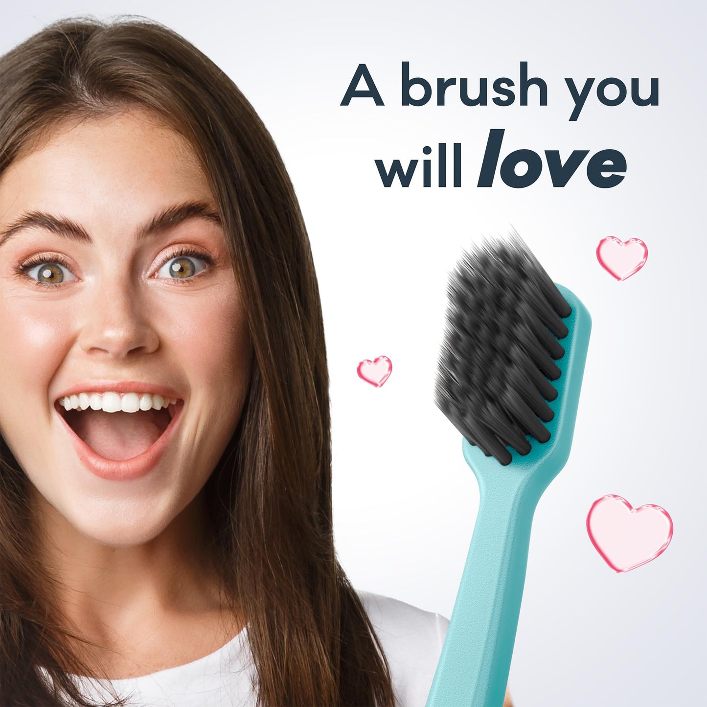 Grin Extra Soft Toothbrushes for Adults – Travel Toothbrush Set with Charcoal Infused Bristles – Manual Full Mouth Brush Head for Whitening & Gum Care – 8 Count (Pack of 2), Summer Beach
