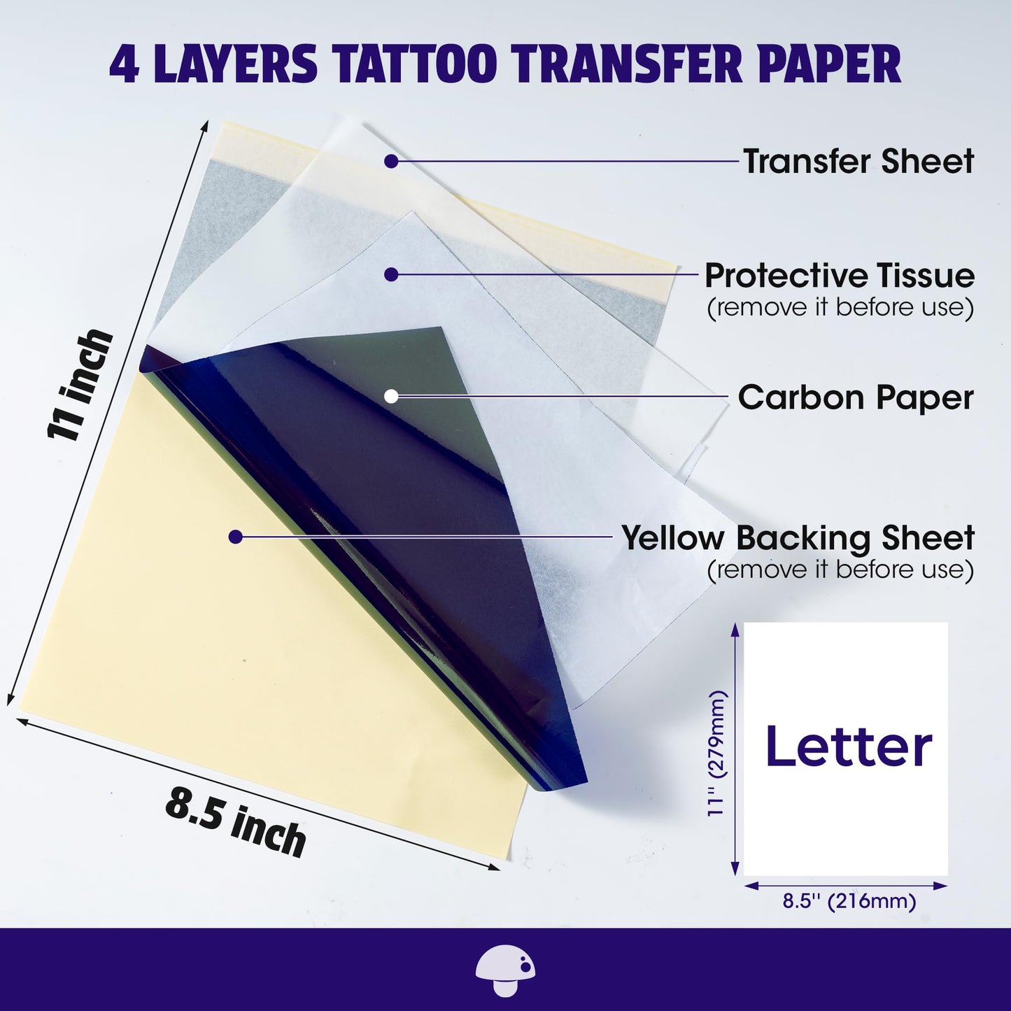 Phomemo Tattoo Transfer Paper 8.5" X 11" - 100 Sheets of Stencil Paper, Tattoo Transfer Kit - for Tattoo Artists and Enthusiasts, Compatible with TP81, Itari A886, TATTMUSE Tattoo Machines